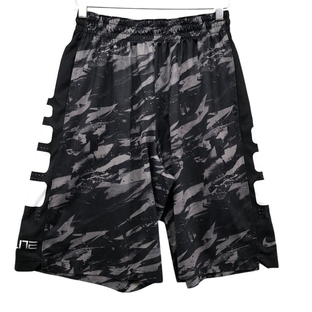 Nike Basketball Shorts Mens Medium Black Gray Camo Elite Dri-Fit Gym Workout